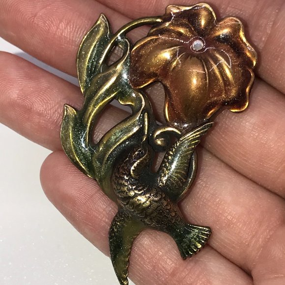 Vintage Sweet Secrets Flower and Bird Pin - Picture 3 of 3